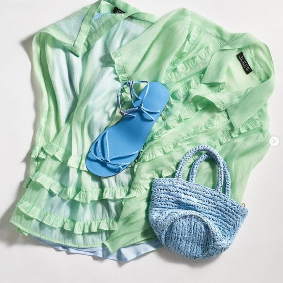 J.Crew Sheer ruffle-trim button-up top size 4 - Picture 1 of 14